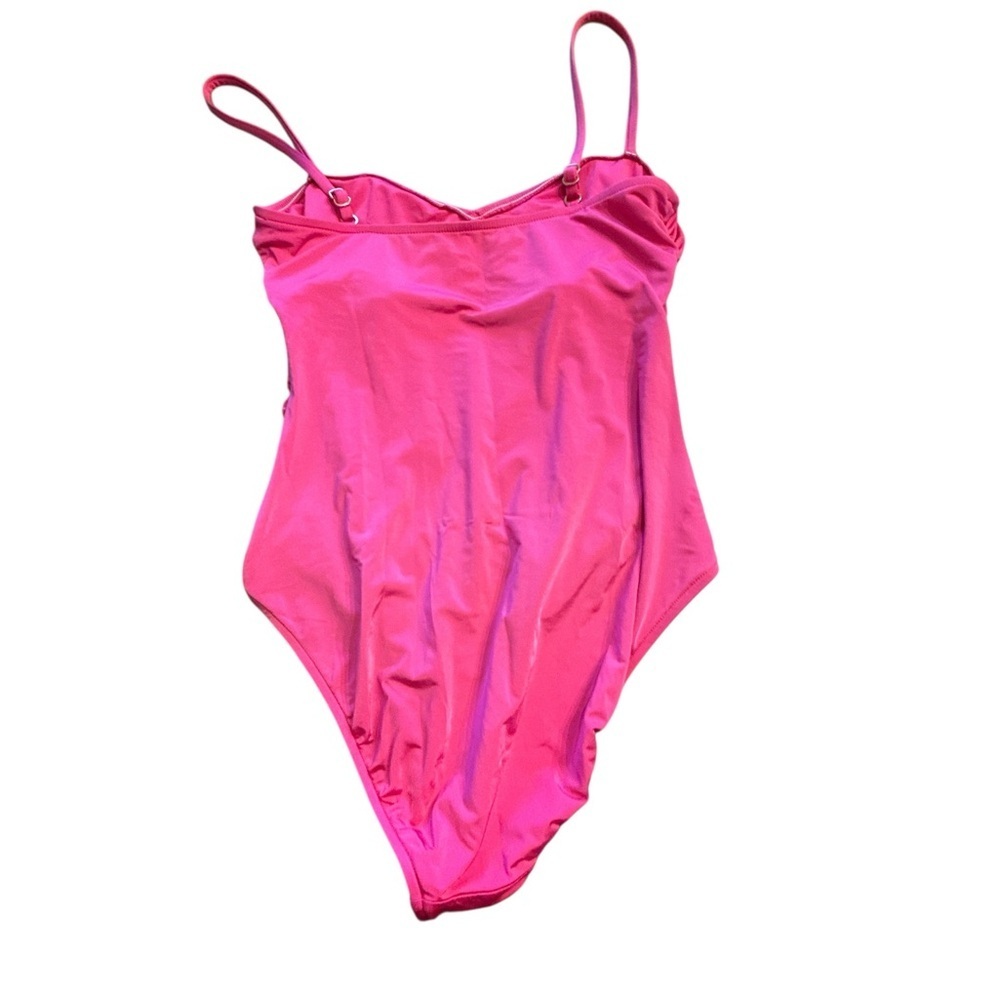 Allen B. By Allen Schwartz Fuchsia Ruched One-Piece Swimsuit - Picture 4 of 4